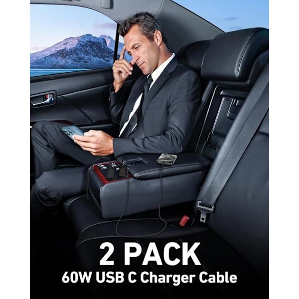 USB-C-kabel för iPhone 16 15 Snabb och Android - Laddkabel Typ USB-C Svart, 2 Meter - TOPESCT
