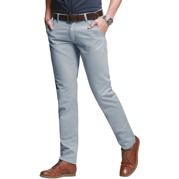 ch herr Slim Tapered Stretchy Casual Pants 8060 Silver Gra 36W x 31L