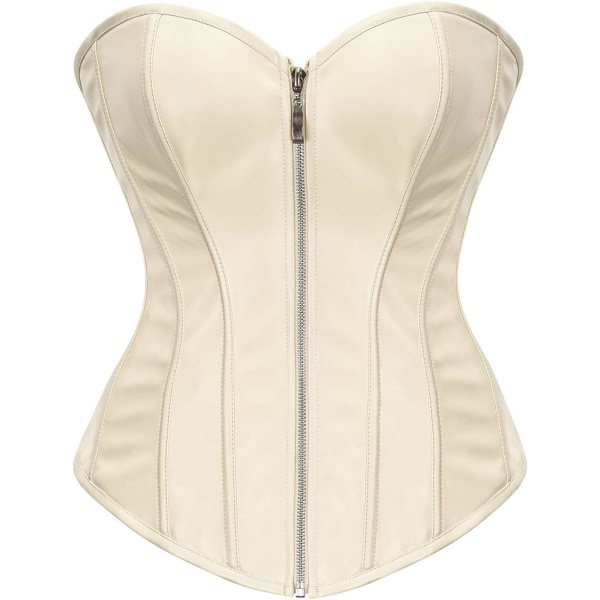 ingerie® Dam Faux Läder Bustier Korsett Korsett Mjölkvit Stor