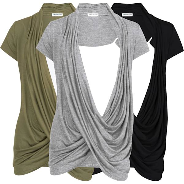 e to Live 3-pack amningstoppar amningströjor Criss Cross-toppar för kvinnor Höst Maternity kläder Kortärmad kofta Svart, Heather  XX-Large