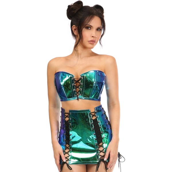 sy corsets Dam Lavish 2 Pc Blå/Teal Holo 6X