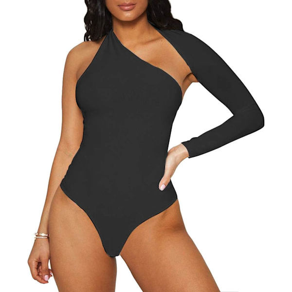 Dam Sexig Body för Kvinnor Off One Shoulder Långärmad Rygglös Body