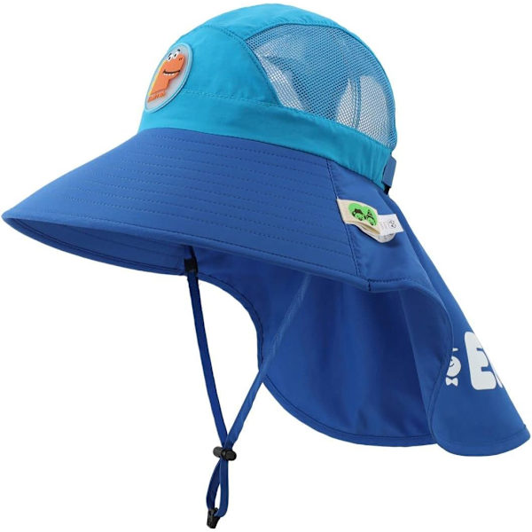 racy Toddler Solhatt med Nackskydd Pojkar Flickor Barn Bred Brätte UPF 50+ Sommarhatt Blå Liten