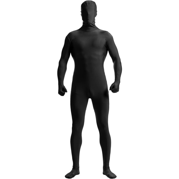 ler Spandex för män och kvinnor för hela kroppen Zentai Kostym Bodysuit Svart Stor