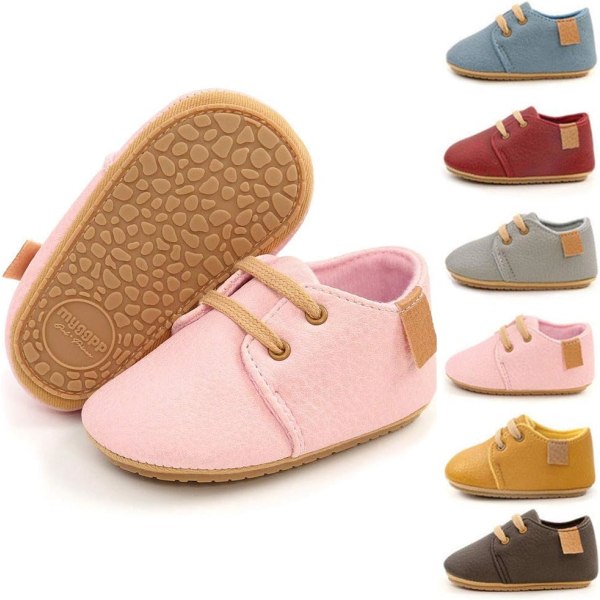 eGoi Baby Boys Girls Oxford Skor PU Läder Mjuk Gummi Sula Sneakers Anti-Slip Toddler Ankle Boots Spädbarn Walking Moccasins