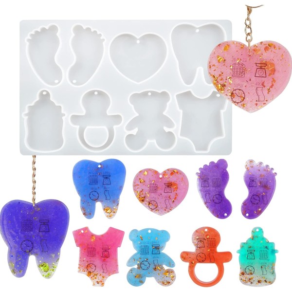 e Pet Tag Resin Mold, Silikonformar för nyckelringar i harts, hundben kattbricka hartsformar för epoxihartsgjutning polymergips  baby