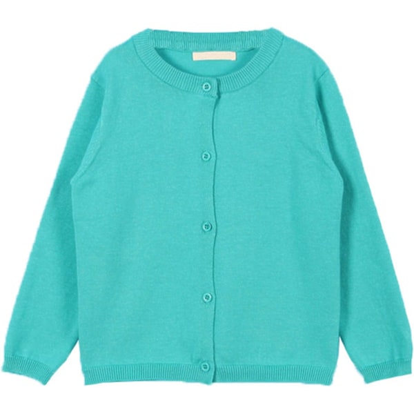 IBK Flickor Koftan Långärmad Crewneck Koftan Stickad Knapp Koftor Solid Tröjor Baby Flickor