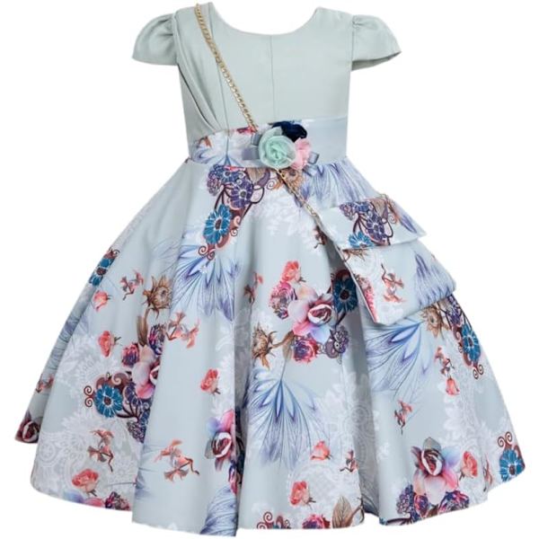 Cosplay Elegant Flower Glown Dress för flickor Young Adult Fashion Bow Flower Barn Party Festival Åldrar 5-9 år Gammal Grön - 1 7 år