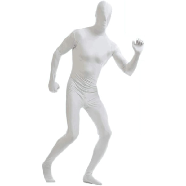 ler herr och dam spandex helkropp zentai kostym body vit x-large