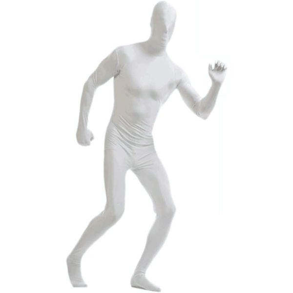 ler herr och dam spandex helkropp zentai kostym body vit XX-Large