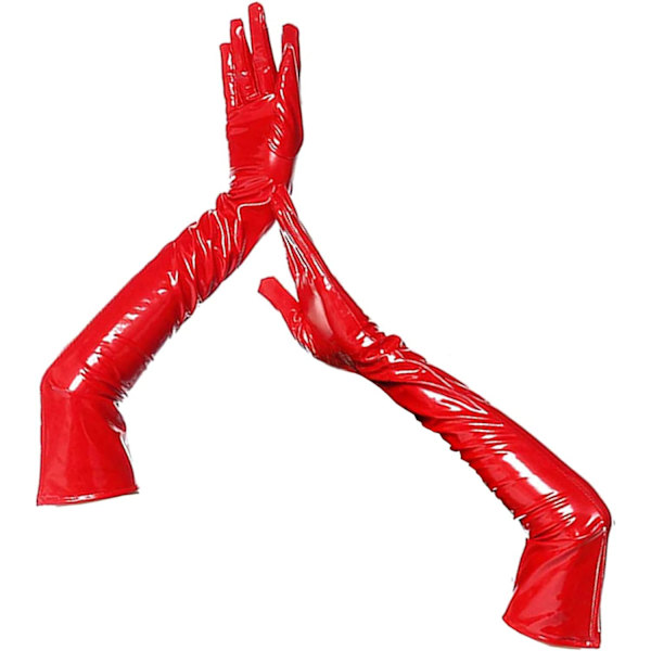 YA Dam Catsuit Lackläder Bodysuit Dragkedja Gren Sexy Shinny Teddy One Piece Metallic Unitard Leotard XS-XXXL Röd Handske Stor