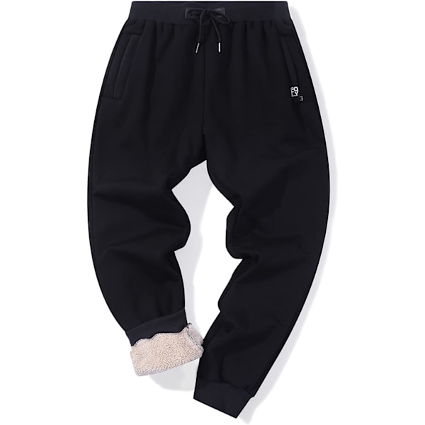 MEA Fleece Joggers Byxor för Män Vinter Aktiv Löpning Sherpa Fodrade Sweatpants 11 Svart   Medium
