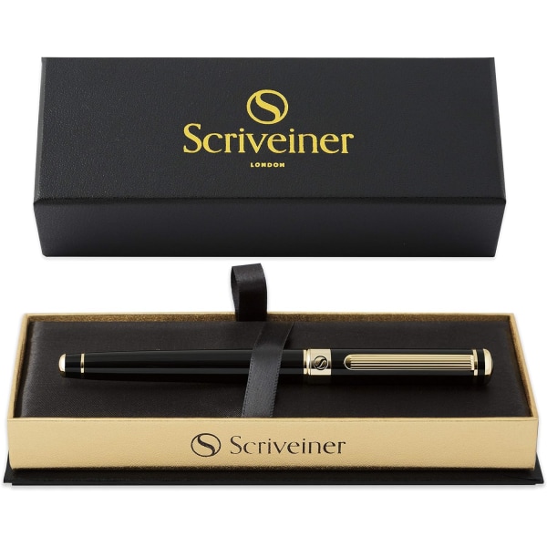 Bck Lacquer Rollerball Pen Scriveiner - Fantastisk lyxpenna med 24K guldfinish, Schmidt Ink Refill, Bästa Roller Ball Pen set för män och kvinnor,