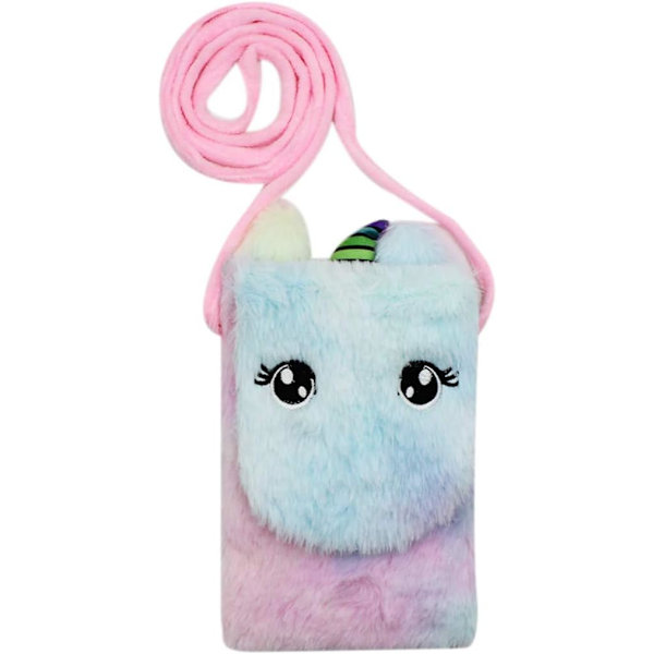 s Toddlers Rainbow Plush Unicorn Crossbody Bag Wallet Mini Coin Purse för pojkar och flickor rosa