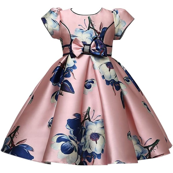 Cosplay Elegant Flower Glown Dress för flickor Young Adult Fashion Bow Flower Kids Party Festival Åldrar 5-9 år Gammal Rosa - 3 7 år