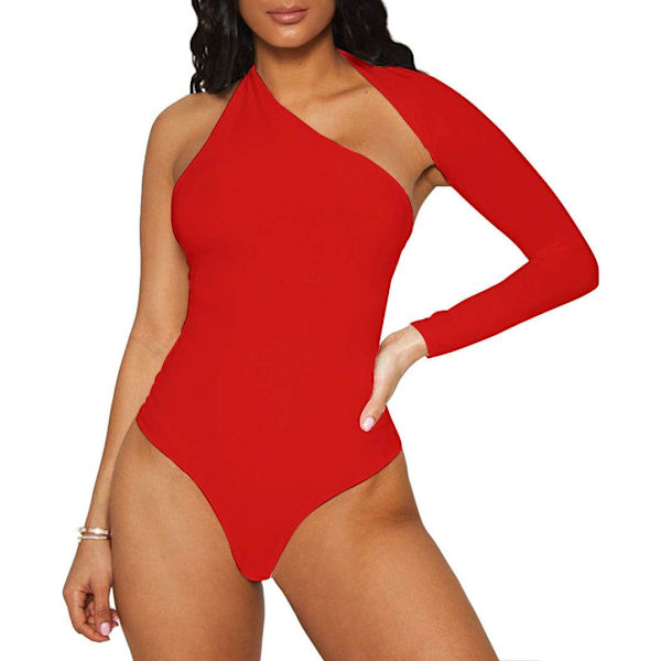 Dam Sexig Body för Kvinnor Off One Shoulder Långärmad Rygglös Body