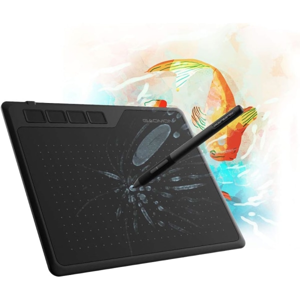 GMON S620 6,5 x 4 tum Grafikplatta med 8192 tryck 4 Express-tangenter och batterifri penna för digital ritning och OSU på Mac Windows Android Dev