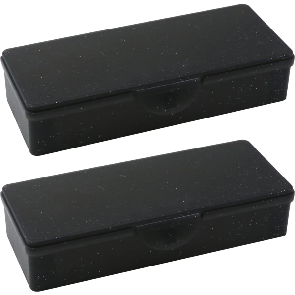 hall 4PCS Transparenta behållare låda med gångjärnslock och snäpplås plastförvaringsorganisationslåda, målnings pennor borste St Frosted Black 2