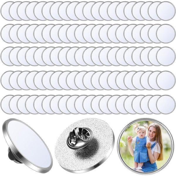 100 st runda sublimering knappar bulk sublimering knappar ämnen med stift DIY knapp badge kit sublimering Si