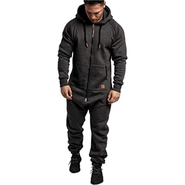 Z Onesie Herr Jumpsuit Sovkläder Dragked Upp Herr En Delar Huva Jum Psuit Solid Långärmad Vinter Varm Vuxen En