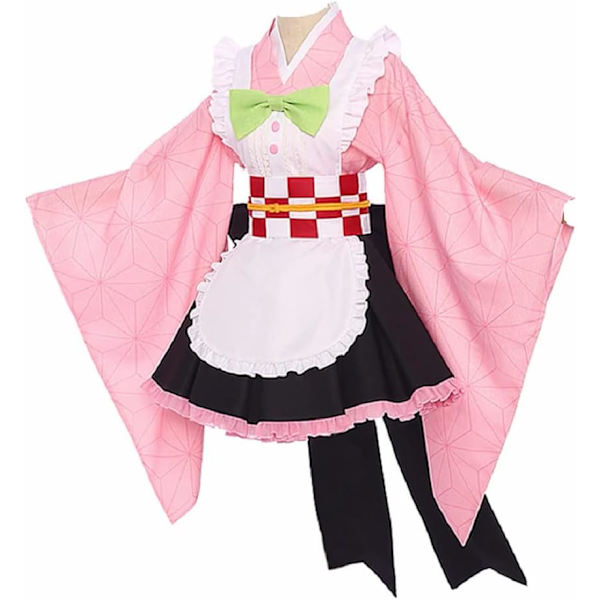 För Cosplay Anime Kimetsu Café Maid Lolita Klänning Manga Karaktär Merch Komplett Set Kimono Kostym Nezuko Medium