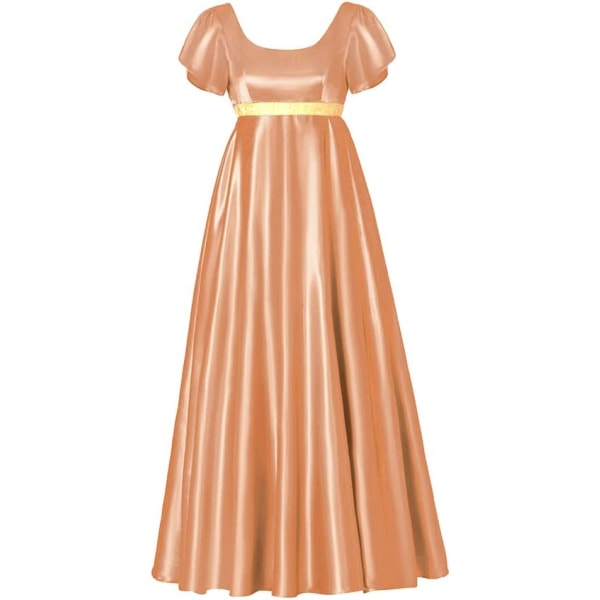 en's Kate Dress Jane Austen Regency Dress with Sash Victorian Tea Party Dress Orange X-Small