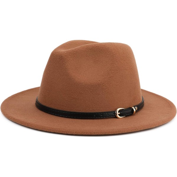 esh Bred brätte unisex klassiskt bältesspänne Fedora Hatt B Kaffe