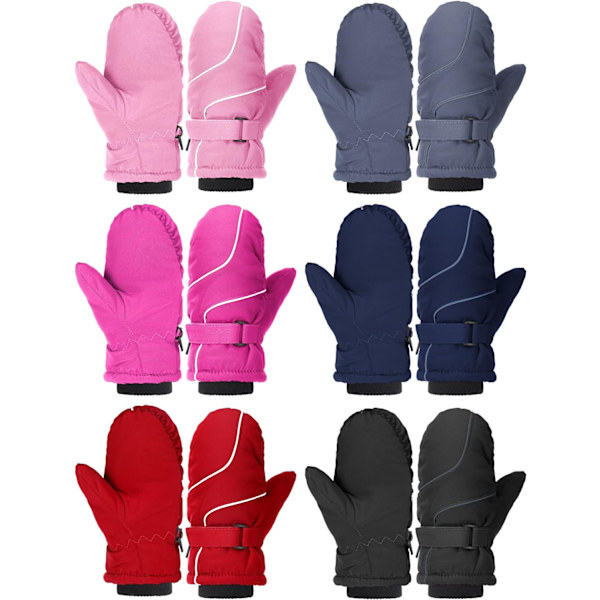 INIOR 6 par barn vinter snö vantar vattentäta varma skidhandskar unisex handskar för kallt väder barn härlig stil 5-10 år