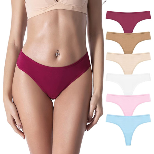 ens Thongs Bomulls Bikini Underkläder, Mjuka Bekväma Damtrosor Sexiga Hipster Briefs G-String Flerfärgad-6 Liten