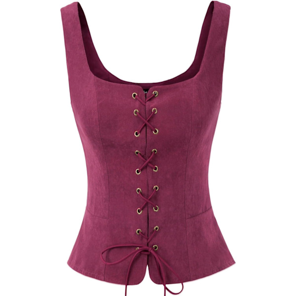 RLET DARKNESS Dam Renaissance Väst Cosplay Kostym Mocka Retro Snörning Väst Kappa Rosy Stor