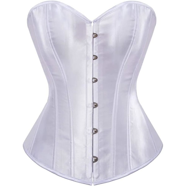 HOU Dam Bustier Korsett Topp Plus Storlek Satin Midja Cincher Overbust Bustiers Vit Medium
