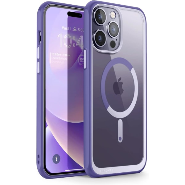 CASE Unicorn Beetle Mag- case för iPhone 14 Pro 6.1", Kompatibel med MagSafe Shockproof Protective Slim Clear Case (Blac Mauve)