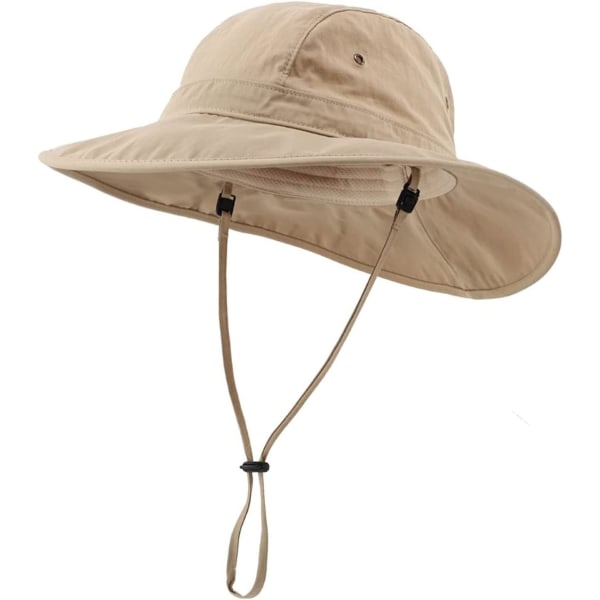 racy Herr UPF50+ Solhatt Bred Brätte Safarihatt Unisex Hinkhatt Fiskehatt Khaki En Storlek