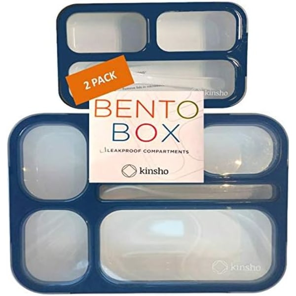 Bto-Box Lunchlådor för barn, pojkar, vuxna. Läcksäkert set, Bentoboxar för skolan eller jobbet. Portionsbehållare. Fri från BPA. 6 fack. gaffel &