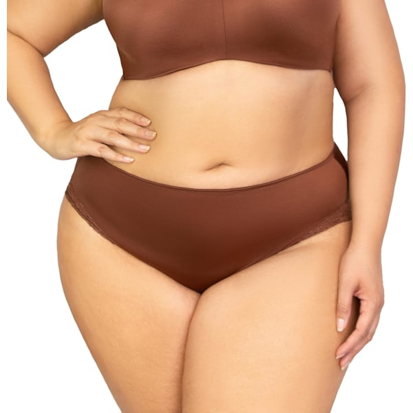 vy Couture Dam Plus Size Tulip Lace Hipster Choklad Medium