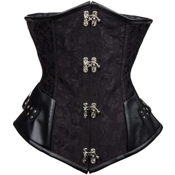 Natt Underbust Korsett Toppar för Kvinnor Renässans Spets Korsett Underbust Midja Cincher Korsett Svart-2918 X-Large