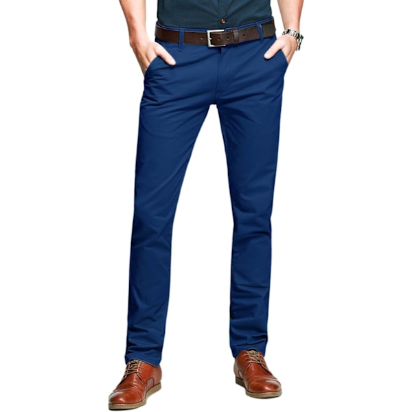 ch herr Slim Tapered Flat Front Casual byxor safirblå 30