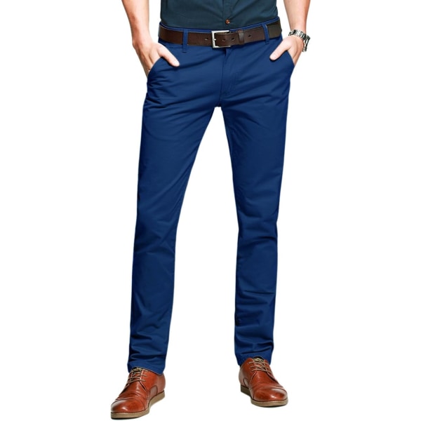ch Herr Slim Tapered Flat Front Casual Byxor Sapphire Blue 42