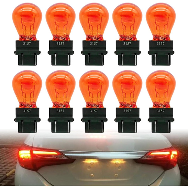 mart 10 st 3157 glödlampa, plastbas, 3157 bilbromsljus blinkers 3157 miniatyrlampa miniblomma bakljus T bärnsten