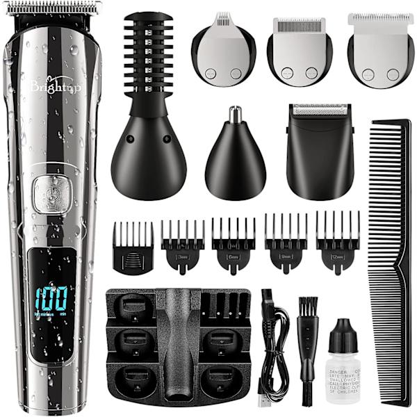 Bghtup hårtrimmer för män, sladdlös skäggtrimmer, herr grooming kit, kroppstrimmer, ansikts- och näshårstrimmer, allt-i-ett multifunktionell professionell hårtrimmer