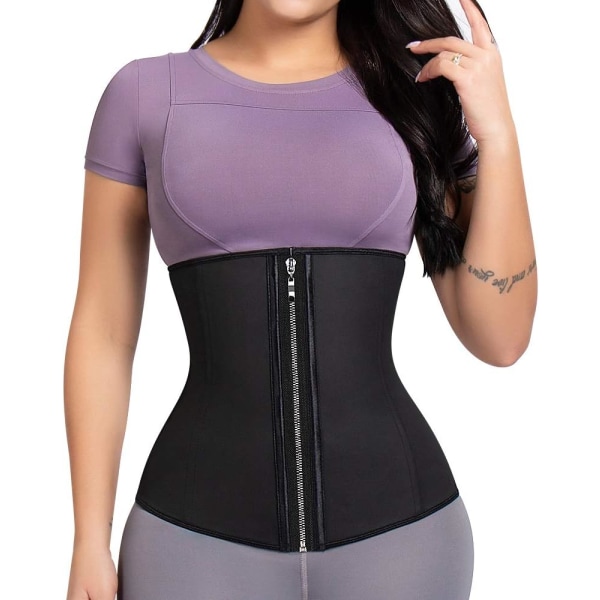 NE Latex Midjetränare Korsett Underbyst Sport Cincher Dam Workout Body Shaper Svart 6X-Large