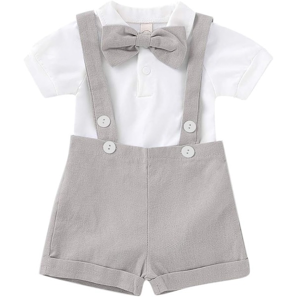 y Boys Gentleman Formella Kläder Set Romper med Slips och Overaller Haklapp Byxor Bröllop Smoking Kläder