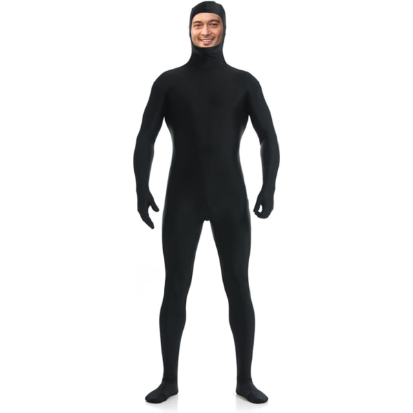 amHigh DH herr- och damlycra spandex heldräkt zentai-dräkt - öppet ansikte svart X-Large