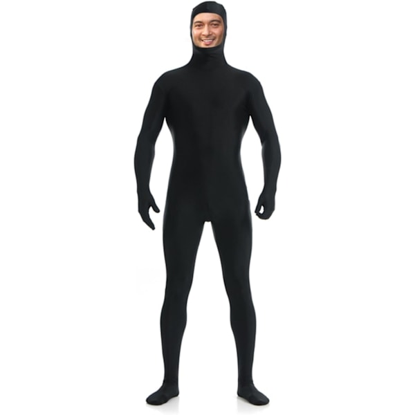 amHigh DH herr- och damlycra spandex helkroppskostym zentai-dräkt - öppet ansikte svart medium