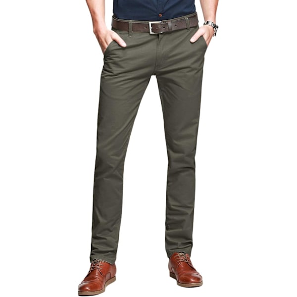 ch herr Slim Tapered Flat Front Casual byxor 8134 R-grön 36W x 31L