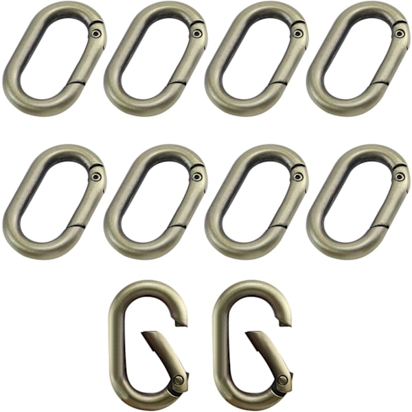 hall 10PCS Fjäder Oval Ringar Metall Fjäder Snap Clip Rund Nyckelring Nyckelring Clips Oval Ring Spänne för Väskor, Handväskor, Han Guld
