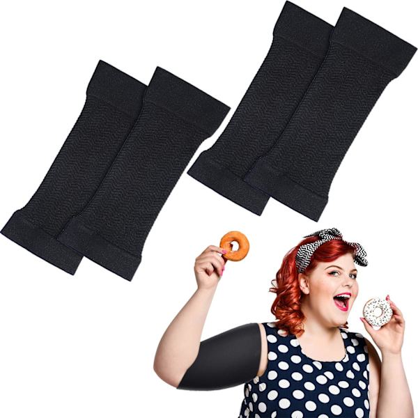 airs Arm Shapers Kompressionsärmar för Kvinnor i Plus Size Svart Stor (2-pack)