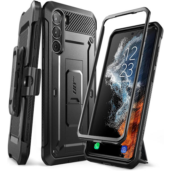 CASE Unicorn Beetle Pro Fodral för Samsung Galaxy S23 Plus 5G (), Heltäckande Dubbelskikts Robust Bältesklämma & Stativ Ca Svart