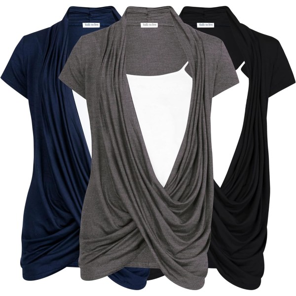 e to Live 3-pack amningstoppar amningströjor Criss Cross-toppar för kvinnor Höst Maternity kläder Kortärmad Cardig Svart, Kol X-Large