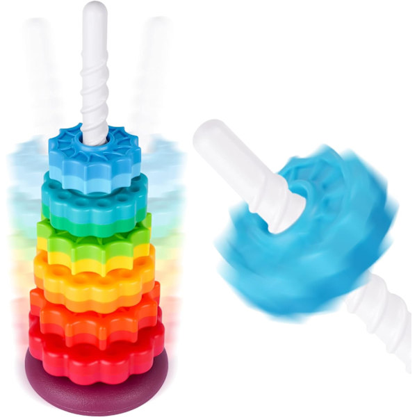 oy Rainbow Tower Spinning Wheel Stacking Toy  Medium